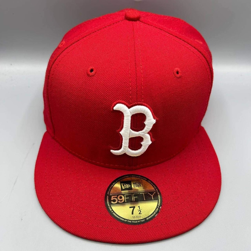 Boston Red Sox MLB Hat Men 7 1/2 Red 59Fifty New Era Fitted Cap Wool
